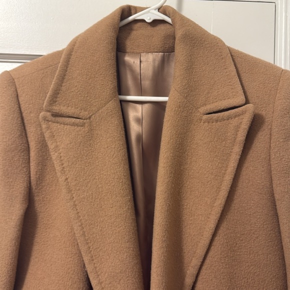 Saks Fifth Avenue Fleurette Camel Vintage Long Pea Coat - Picture 9 of 10